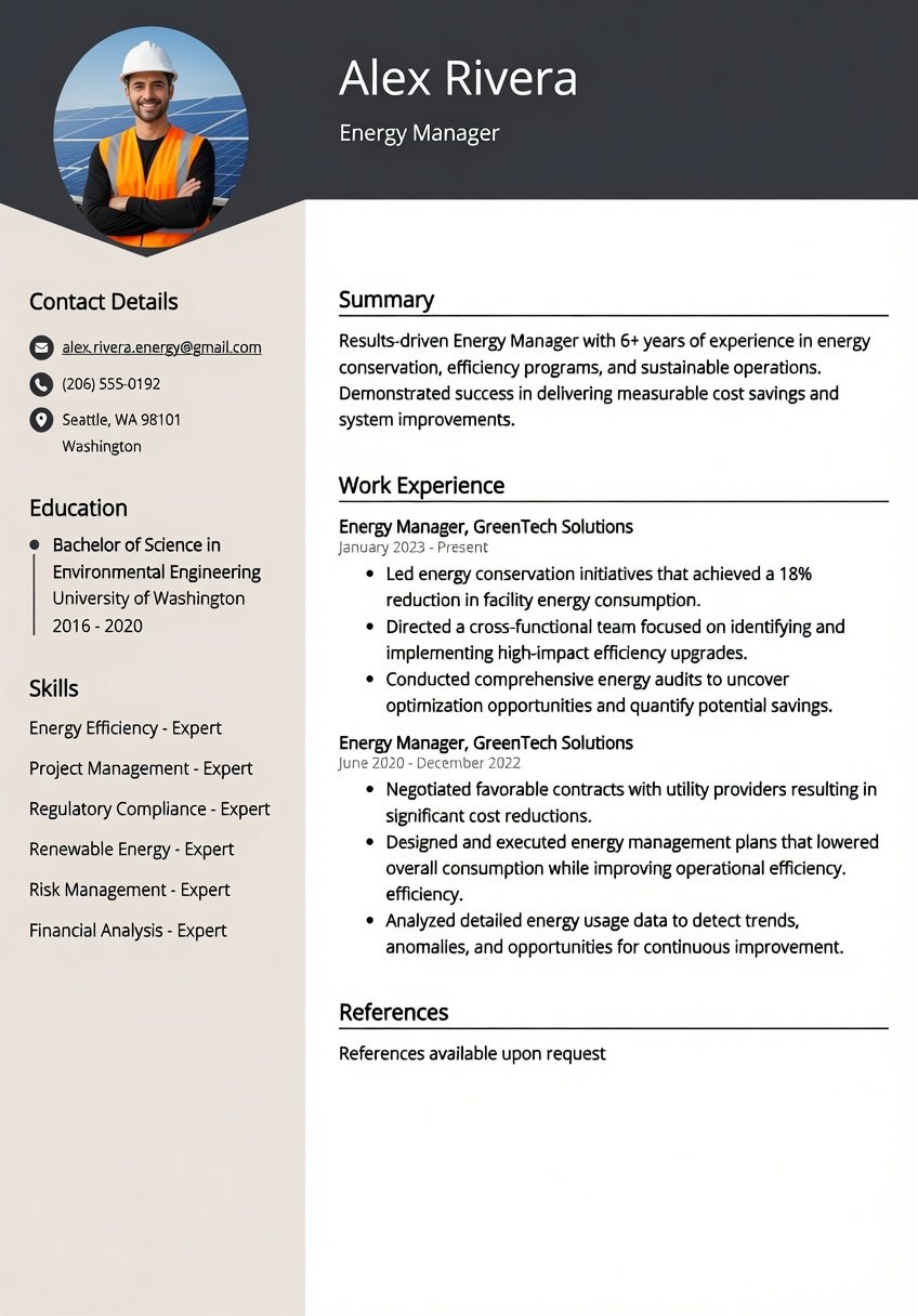 Resume Energy template preview